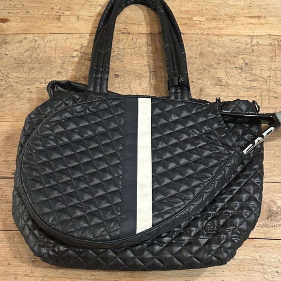 Oliver Thomas Handbags - Oliver Thomas Quilted Tennis Tote Bag – Black white